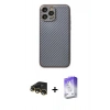 MARSİLYAN™- iPhone 13 Pro Max Kılıf Ahenk Işık - Siyah Bilvis 5in1 3D Magic Cam Ekran Koruyucu + Raze Metal Kamera Lens - GD