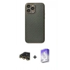 MARSİLYAN™- iPhone 13 Pro Max Kılıf Ahenk Işık - Siyah Bilvis 5in1 3D Magic Cam Ekran Koruyucu + Raze Metal Kamera Lens - GD