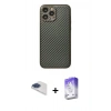 MARSİLYAN™- iPhone 13 Pro Max Kılıf Ahenk Işık - Siyah Bilvis 5in1 3D Magic Cam Ekran Koruyucu + Pers Alüminyum Kamera Lens - LT