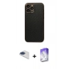 MARSİLYAN™- iPhone 13 Pro Max Kılıf Ahenk Işık - Siyah Bilvis 5in1 3D Magic Cam Ekran Koruyucu + Pers Alüminyum Kamera Lens - LT