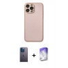 MARSİLYAN™- iPhone 13 Pro Max Kılıf Ahenk Işık - Siyah Bilvis 5in1 3D Magic Cam Ekran Koruyucu + Mavi Neon Fosforlu Kamera Lens