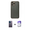 MARSİLYAN™- iPhone 13 Pro Max Kılıf Ahenk Işık - Siyah Bilvis 5in1 3D Magic Cam Ekran Koruyucu + Mavi Neon Fosforlu Kamera Lens