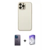 MARSİLYAN™- iPhone 13 Pro Max Kılıf Ahenk Işık - Siyah Bilvis 5in1 3D Magic Cam Ekran Koruyucu + Mavi Neon Fosforlu Kamera Lens