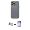 MARSİLYAN™- iPhone 13 Pro Max Kılıf Ahenk Işık - Siyah Bilvis 5in1 3D Magic Cam Ekran Koruyucu + Mavi Rainbow Kamera Lens Koruma Cam