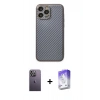 MARSİLYAN™- iPhone 13 Pro Max Kılıf Ahenk Işık - Siyah Bilvis 5in1 3D Magic Cam Ekran Koruyucu + Neon Fosforlu Kamera Lens - BZ
