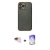 MARSİLYAN™- iPhone 13 Pro Max Kılıf Ahenk Işık - Siyah Bilvis 5in1 3D Magic Cam Ekran Koruyucu + Pers Alüminyum Kamera Lens - KI