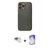 MARSİLYAN™- iPhone 13 Pro Max Kılıf Ahenk Işık - Siyah Bilvis 5in1 3D Magic Cam Ekran Koruyucu + Pers Alüminyum Kamera Lens - GI