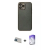 MARSİLYAN™- iPhone 13 Pro Max Kılıf Ahenk Işık - Siyah Bilvis 5in1 3D Magic Cam Ekran Koruyucu + Rainbow Kamera Lens Koruma Cam - MI