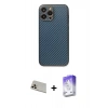 MARSİLYAN™- iPhone 13 Pro Max Kılıf Ahenk Işık - Siyah Bilvis 5in1 3D Magic Cam Ekran Koruyucu + Rainbow Kamera Lens Koruma Cam - REGD