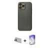 MARSİLYAN™- iPhone 13 Pro Max Kılıf Ahenk Işık - Siyah Bilvis 5in1 3D Magic Cam Ekran Koruyucu + Rainbow Kamera Lens Koruma Cam - REGD