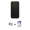 MARSİLYAN™- iPhone 13 Pro Max Kılıf Ahenk Işık - Siyah Bilvis 5in1 3D Magic Cam Ekran Koruyucu + Rainbow Kamera Lens Koruma Cam - REGD