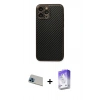 MARSİLYAN™- iPhone 13 Pro Max Kılıf Ahenk Işık - Siyah Bilvis 5in1 3D Magic Cam Ekran Koruyucu + Rainbow Kamera Lens Koruma Cam - MI