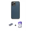 MARSİLYAN™- iPhone 13 Pro Max Kılıf Ahenk Işık - Siyah Bilvis 5in1 3D Magic Cam Ekran Koruyucu + Renkli Kamera Lens Koruma Cam - SI
