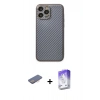 MARSİLYAN™- iPhone 13 Pro Max Kılıf Ahenk Işık - Siyah Bilvis 5in1 3D Magic Cam Ekran Koruyucu + Renkli Kamera Lens Koruma Cam - PE