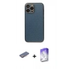 MARSİLYAN™- iPhone 13 Pro Max Kılıf Ahenk Işık - Siyah Bilvis 5in1 3D Magic Cam Ekran Koruyucu + Renkli Kamera Lens Koruma Cam - PE