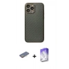 MARSİLYAN™- iPhone 13 Pro Max Kılıf Ahenk Işık - Siyah Bilvis 5in1 3D Magic Cam Ekran Koruyucu + Renkli Kamera Lens Koruma Cam - SI