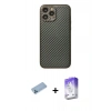 MARSİLYAN™- iPhone 13 Pro Max Kılıf Ahenk Işık - Siyah Bilvis 5in1 3D Magic Cam Ekran Koruyucu + Shine Kamera Lens Koruma Cam - MI