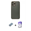 MARSİLYAN™- iPhone 13 Pro Max Kılıf Ahenk Işık - Siyah Bilvis 5in1 3D Magic Cam Ekran Koruyucu + Shine Kamera Lens Koruma Cam - GI