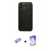 MARSİLYAN™- iPhone 13 Pro Max Kılıf Ahenk Işık - Siyah Bilvis 5in1 3D Magic Cam Ekran Koruyucu + Shine Kamera Lens Koruma Cam - MI