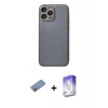 MARSİLYAN™- iPhone 13 Pro Max Kılıf Ahenk Işık - Siyah Bilvis 5in1 3D Magic Cam Ekran Koruyucu + Shine Kamera Lens Koruma Cam - PE