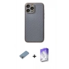 MARSİLYAN™- iPhone 13 Pro Max Kılıf Ahenk Işık - Siyah Bilvis 5in1 3D Magic Cam Ekran Koruyucu + Shine Kamera Lens Koruma Cam - GI