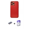 MARSİLYAN™- iPhone 13 Pro Max Kılıf Ahenk Işık - Siyah Bilvis 5in1 3D Magic Cam Ekran Koruyucu + Turuncu Renkli Kamera Lens Koruma Cam
