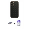MARSİLYAN™- iPhone 13 Pro Max Kılıf Ahenk Işık - Siyah Bilvis 5in1 3D Magic Cam Ekran Koruyucu + Turuncu Renkli Kamera Lens Koruma Cam