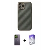 MARSİLYAN™- iPhone 13 Pro Max Kılıf Ahenk Işık - Siyah Bilvis 5in1 3D Magic Cam Ekran Koruyucu + Yeşil Neon Fosforlu Kamera Lens
