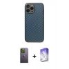 MARSİLYAN™- iPhone 13 Pro Max Kılıf Ahenk Işık - Siyah Bilvis 5in1 3D Magic Cam Ekran Koruyucu + Yeşil Neon Fosforlu Kamera Lens