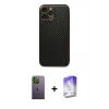 MARSİLYAN™- iPhone 13 Pro Max Kılıf Ahenk Işık - Siyah Bilvis 5in1 3D Magic Cam Ekran Koruyucu + Yeşil Neon Fosforlu Kamera Lens