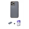MARSİLYAN™- iPhone 13 Pro Max Kılıf Ahenk Işık - Siyah Bilvis 5in1 3D Magic Cam Ekran Koruyucu + Renkli Kamera Lens Koruma Cam - YL
