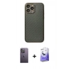 MARSİLYAN™- iPhone 13 Pro Max Kılıf Ahenk Işık - Siyah Bilvis 5in1 5D Magic Hayalet Cam Ekran Koruyucu + Neon Fosforlu Kamera Lens - BZ