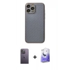 MARSİLYAN™- iPhone 13 Pro Max Kılıf Ahenk Işık - Siyah Bilvis 5in1 5D Magic Hayalet Cam Ekran Koruyucu + Neon Fosforlu Kamera Lens - BZ