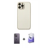 MARSİLYAN™- iPhone 13 Pro Max Kılıf Ahenk Işık - Siyah Bilvis 5in1 5D Magic Hayalet Cam Ekran Koruyucu + Neon Fosforlu Kamera Lens - BZ