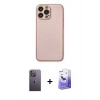 MARSİLYAN™- iPhone 13 Pro Max Kılıf Ahenk Işık - Siyah Bilvis 5in1 5D Magic Hayalet Cam Ekran Koruyucu + Neon Fosforlu Kamera Lens - BZ