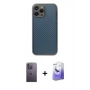 MARSİLYAN™- iPhone 13 Pro Max Kılıf Ahenk Işık - Siyah Bilvis 5in1 5D Magic Hayalet Cam Ekran Koruyucu + Neon Fosforlu Kamera Lens - BZ