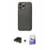 MARSİLYAN™- iPhone 13 Pro Max Kılıf Ahenk Işık - Siyah Bilvis 5in1 5D Magic Hayalet Cam Ekran Koruyucu + Gold Raze Metal Kamera Lens