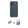 MARSİLYAN™- iPhone 13 Pro Max Kılıf Ahenk Işık - Siyah Bilvis 5in1 5D Magic Hayalet Cam Ekran Koruyucu + Gökkuşağı Shine Kamera Lens Koruma Cam