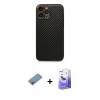 MARSİLYAN™- iPhone 13 Pro Max Kılıf Ahenk Işık - Siyah Bilvis 5in1 5D Magic Hayalet Cam Ekran Koruyucu + Gökkuşağı Shine Kamera Lens Koruma Cam