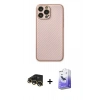 MARSİLYAN™- iPhone 13 Pro Max Kılıf Ahenk Işık - Siyah Bilvis 5in1 5D Magic Hayalet Cam Ekran Koruyucu + Gold Raze Metal Kamera Lens