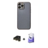 MARSİLYAN™- iPhone 13 Pro Max Kılıf Ahenk Işık - Siyah Bilvis 5in1 5D Magic Hayalet Cam Ekran Koruyucu + Gold Raze Metal Kamera Lens