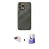 MARSİLYAN™- iPhone 13 Pro Max Kılıf Ahenk Işık - Siyah Bilvis 5in1 5D Magic Hayalet Cam Ekran Koruyucu + Pers Alüminyum Kamera Lens - KI