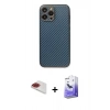 MARSİLYAN™- iPhone 13 Pro Max Kılıf Ahenk Işık - Siyah Bilvis 5in1 5D Magic Hayalet Cam Ekran Koruyucu + Pers Alüminyum Kamera Lens - KI