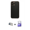 MARSİLYAN™- iPhone 13 Pro Max Kılıf Ahenk Işık - Siyah Bilvis 5in1 5D Magic Hayalet Cam Ekran Koruyucu + Rainbow Kamera Lens Koruma Cam - MI