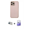 MARSİLYAN™- iPhone 13 Pro Max Kılıf Ahenk Işık - Siyah Bilvis 5in1 5D Magic Hayalet Cam Ekran Koruyucu + Rainbow Kamera Lens Koruma Cam - MI