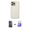 MARSİLYAN™- iPhone 13 Pro Max Kılıf Ahenk Işık - Siyah Bilvis 5in1 5D Magic Hayalet Cam Ekran Koruyucu + Neon Fosforlu Kamera Lens - MI