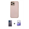 MARSİLYAN™- iPhone 13 Pro Max Kılıf Ahenk Işık - Siyah Bilvis 5in1 5D Magic Hayalet Cam Ekran Koruyucu + Neon Fosforlu Kamera Lens - MI