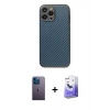 MARSİLYAN™- iPhone 13 Pro Max Kılıf Ahenk Işık - Siyah Bilvis 5in1 5D Magic Hayalet Cam Ekran Koruyucu + Neon Fosforlu Kamera Lens - MI