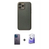 MARSİLYAN™- iPhone 13 Pro Max Kılıf Ahenk Işık - Siyah Bilvis 5in1 5D Magic Hayalet Cam Ekran Koruyucu + Neon Fosforlu Kamera Lens - MI