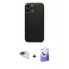 MARSİLYAN™- iPhone 13 Pro Max Kılıf Ahenk Işık - Siyah Bilvis 5in1 5D Magic Hayalet Cam Ekran Koruyucu + Pers Alüminyum Kamera Lens - LT